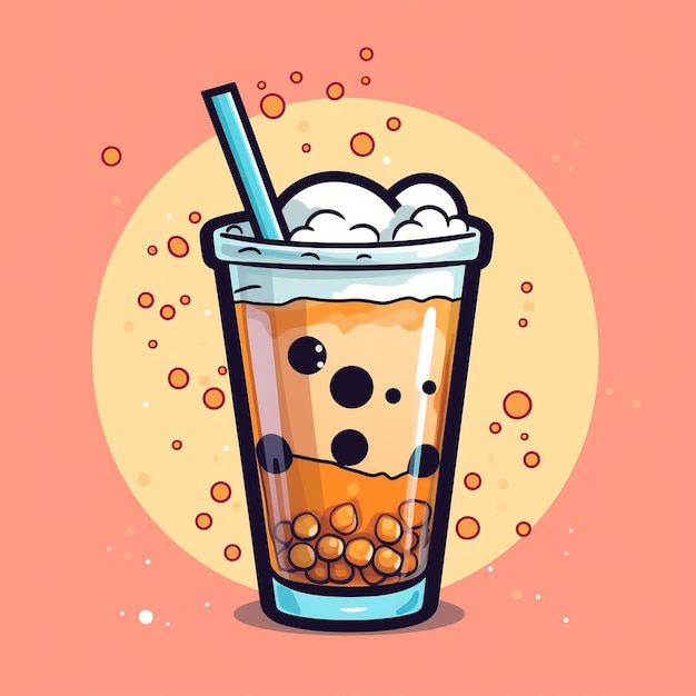 Photo cute bubble milk tea illustration