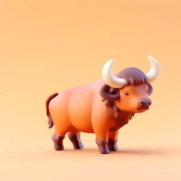 Photo cute buffalo 3d cartoon