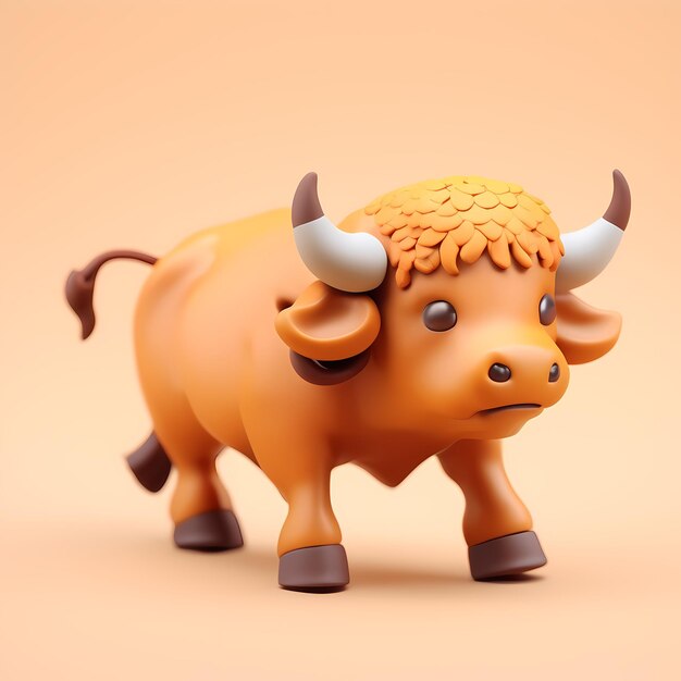 Photo cute buffalo 3d cartoon