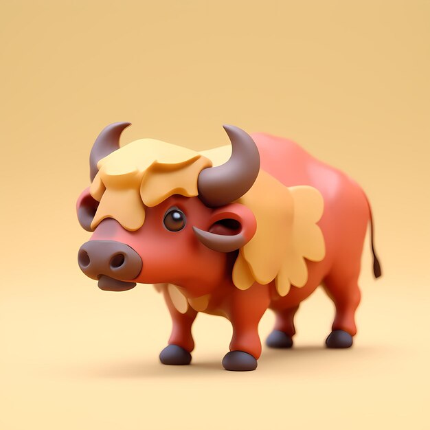 Photo cute buffalo 3d cartoon