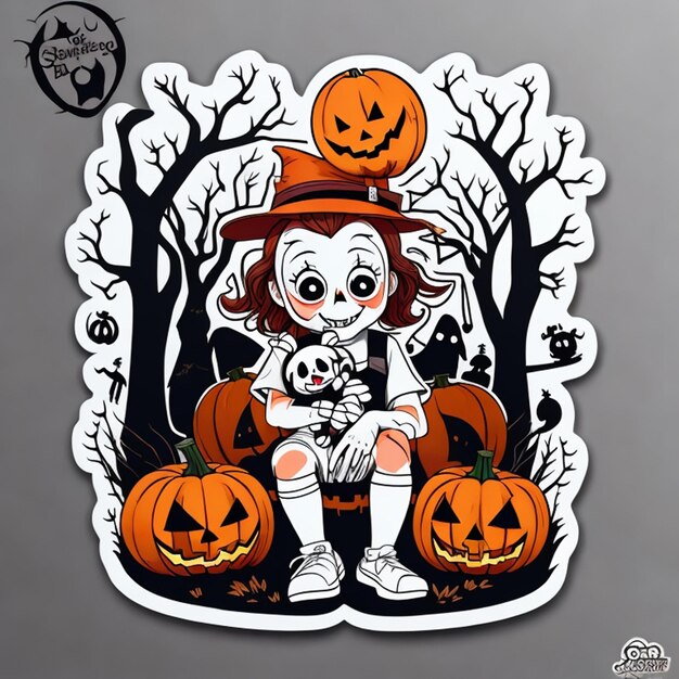 Фото cute buggy the clown chibi векторный дизайн halloween forest adventure наклейка и графика на футболке