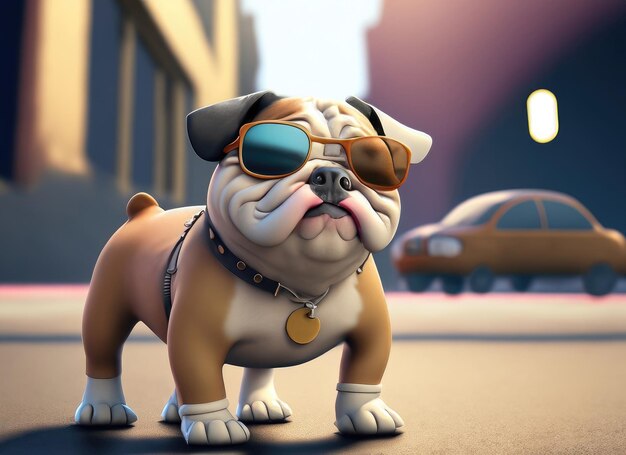 Foto personaggio carino di bulldog 3d