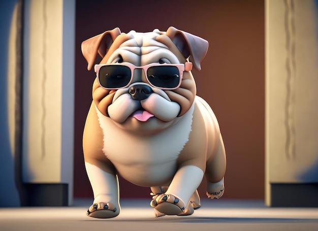 Foto personaggio carino di bulldog 3d