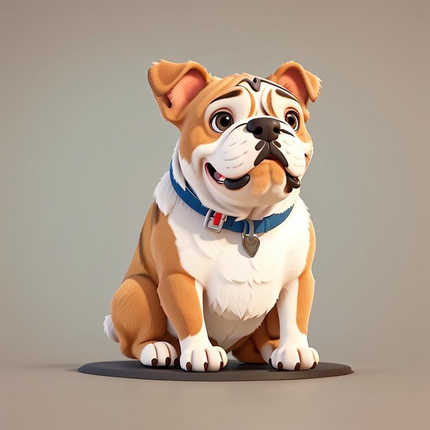 Cute bulldog sitting cartoon vector icon illustration animal nature icon concept isolated flat