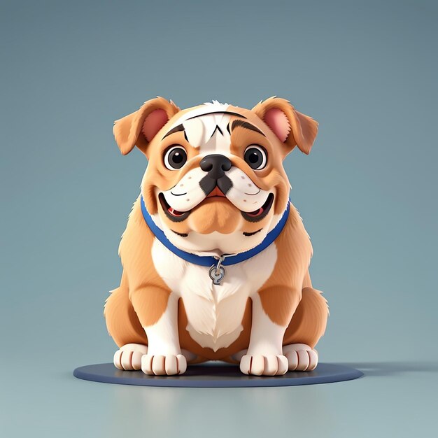 Cute bulldog sitting cartoon vector icon illustration animal nature icon concept isolated flat