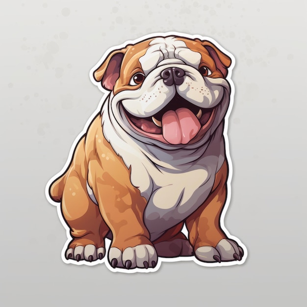 Cute Bulldog Sticker Illustration In 2d Game Art Style