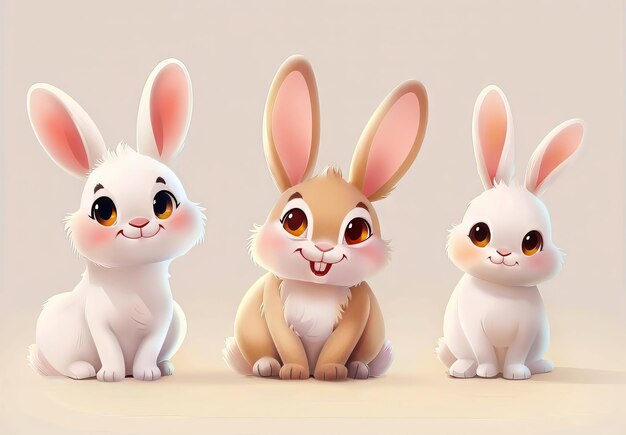 Cute bunnies adorable bunny art featuring chubby cheeks expressive eyes Easterthemed content