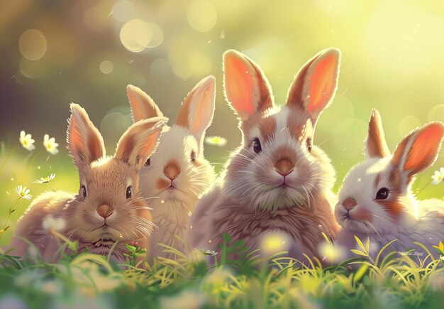 Cute bunnies adorable bunny art featuring chubby cheeks expressive eyes Easterthemed content