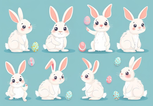Photo cute bunnies adorable bunny art featuring chubby cheeks expressive eyes easterthemed content