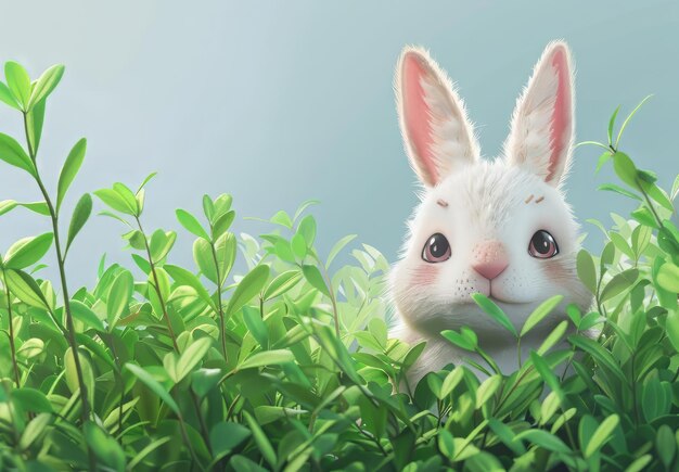 Photo cute bunnies adorable bunny art featuring chubby cheeks expressive eyes easterthemed content