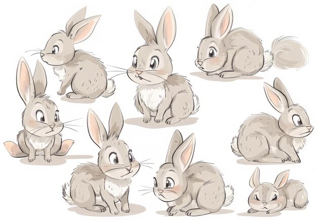 Photo cute bunnies adorable bunny art featuring chubby cheeks expressive eyes easterthemed content