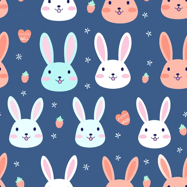 cute bunnies in seamless pattern