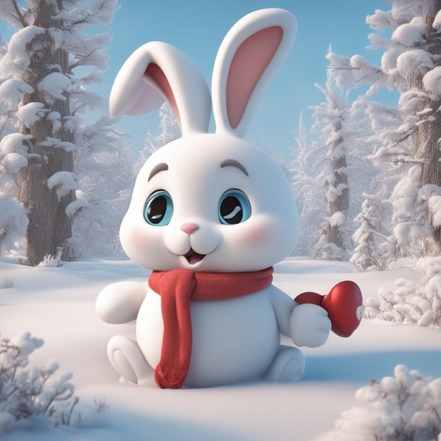 写真 冬の憎しみの壁紙の中の可愛いウサギのアニメ写真