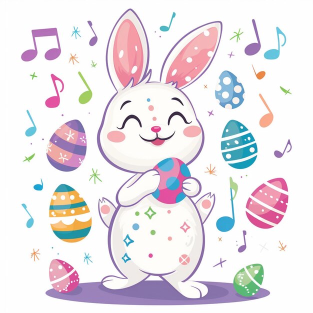 cute bunny celebrate ester with egg