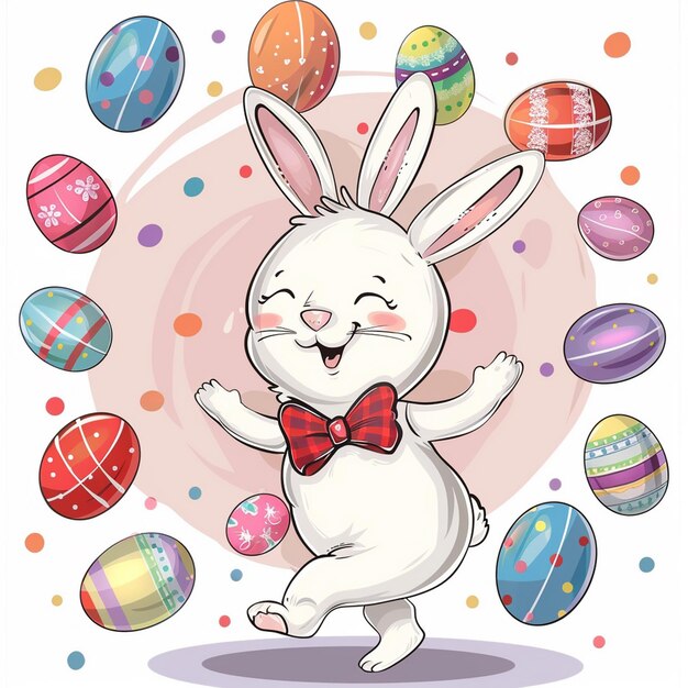 cute bunny celebrate ester with egg