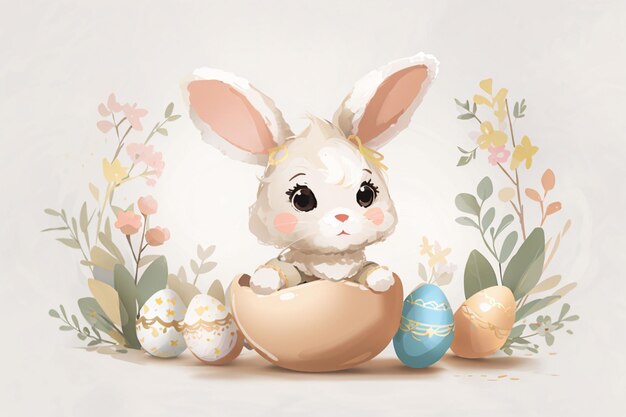 Cute Bunny easter and easter egg