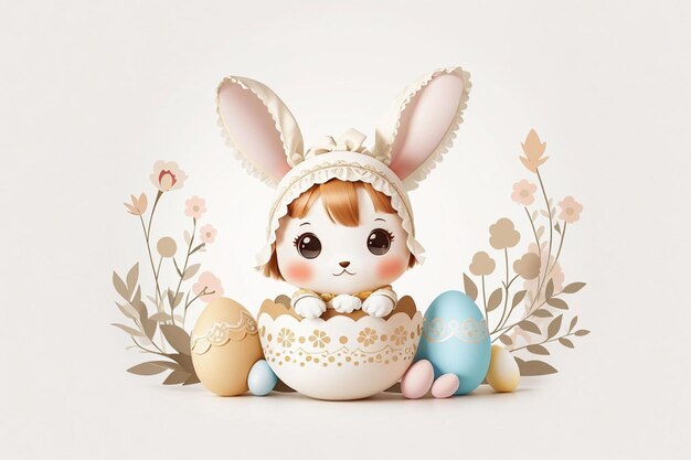 Cute Bunny easter and easter egg