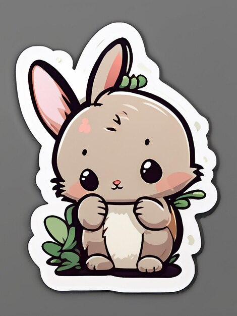 cute bunny on gray background