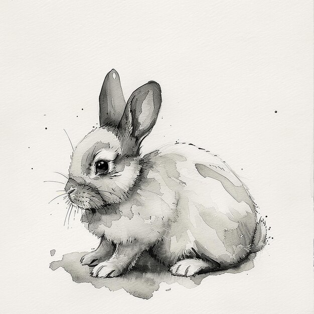 Photo cute bunny line art drawing