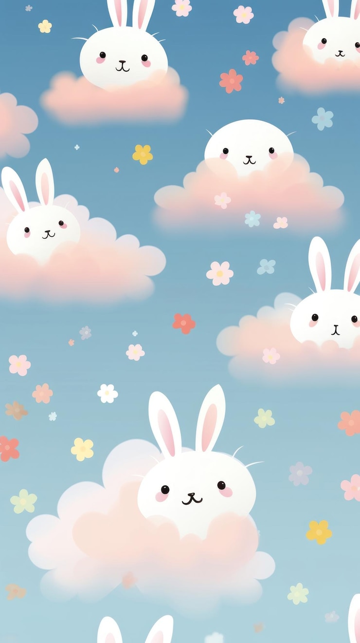 Photo cute bunny pattern wallpaper outdoors animal mammal