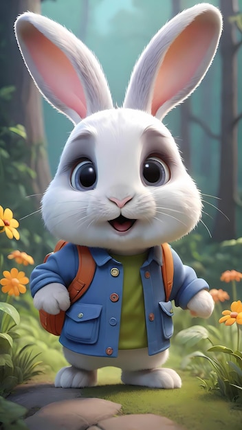 Cute bunny rabbit illustration wallpaper background