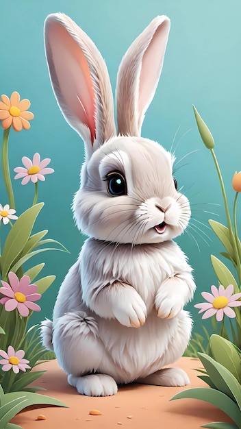 Cute bunny rabbit illustration wallpaper background