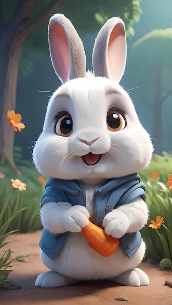 Cute bunny rabbit illustration wallpaper background