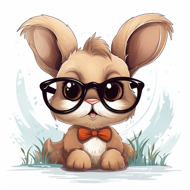 cute bunny wearing glasses