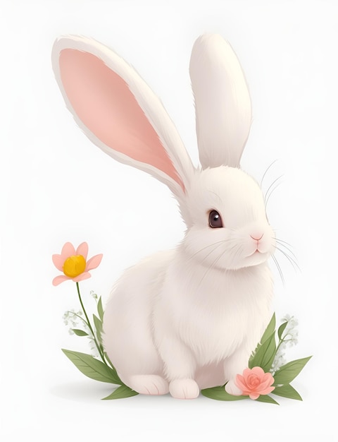 Foto coniglietto carino su sfondo bianco