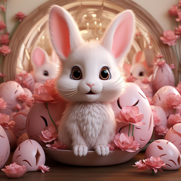 cute bunny with Easter celebration