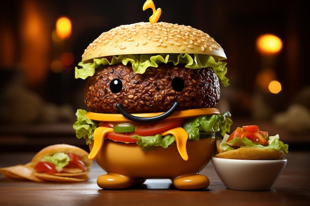 Cute burger with taco