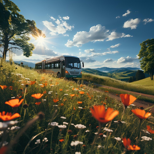 Photo cute bus back to school