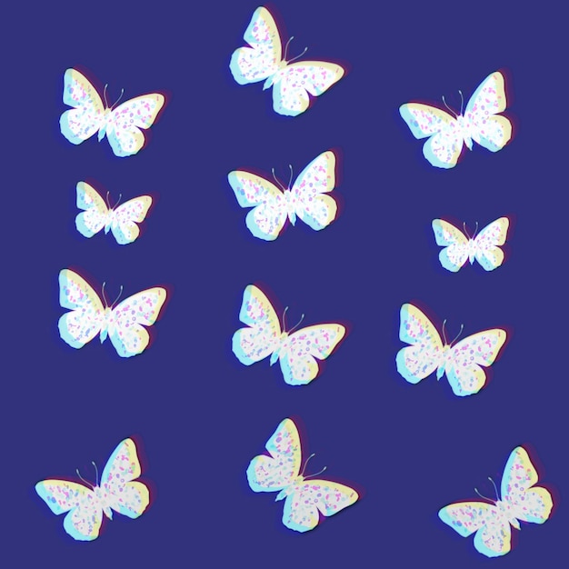 Photo cute butterfly pattern with colorful chromatic aberration effect