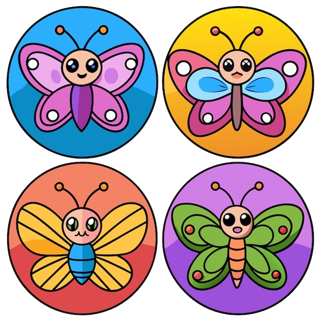 Cute Butterfly vector icon set