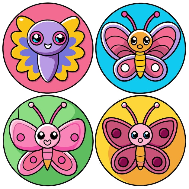 Cute Butterfly vector icon set