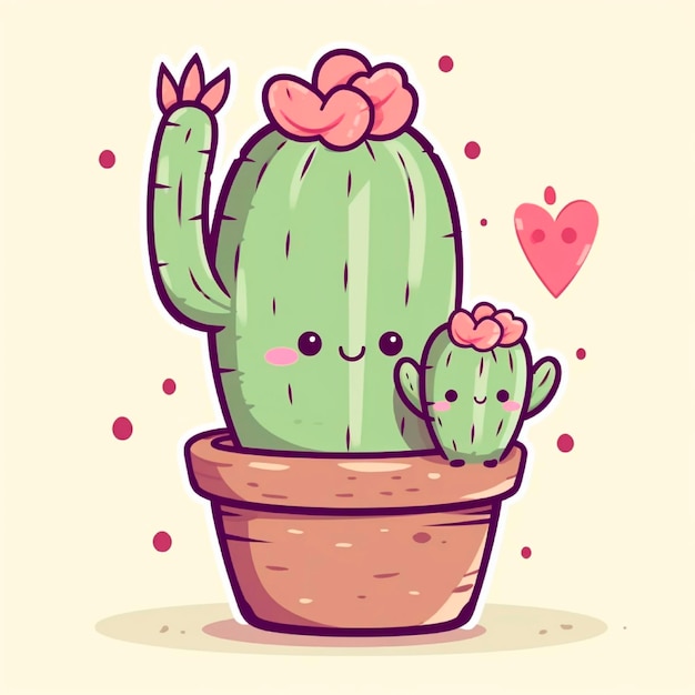 Cute cactus cartoon illustration