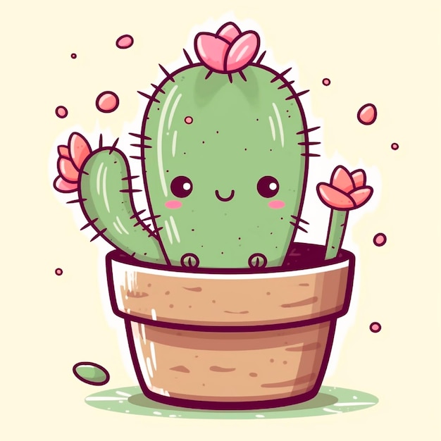 Cute cactus cartoon illustration