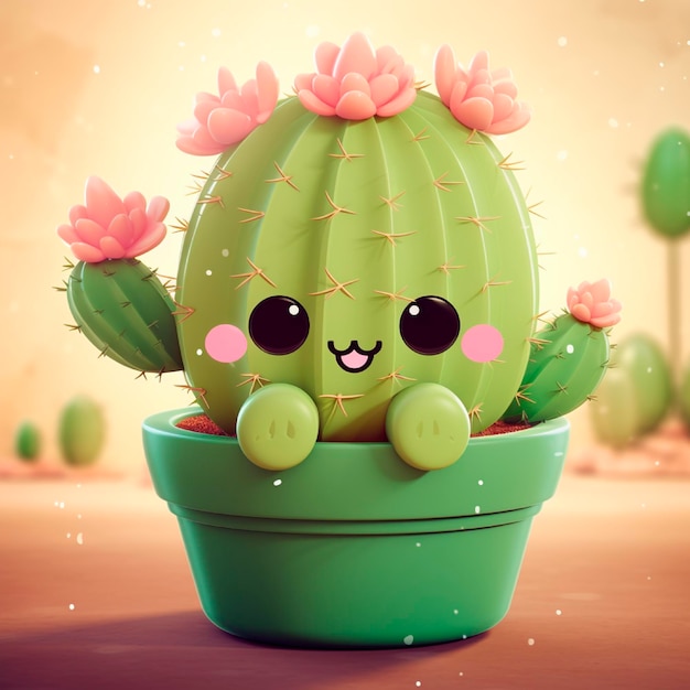 Photo cute cactus illustration
