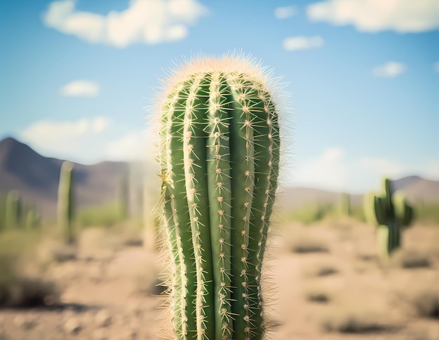 Photo cute cactus with smiling emoticon face in middle of desert many cactuses isolated on white or black