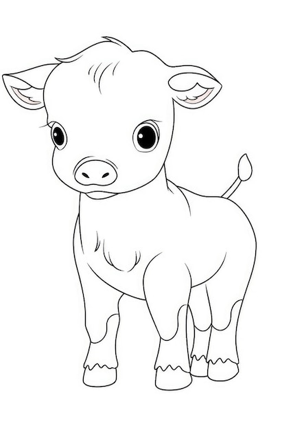 cute calf coloring page on A4 paper