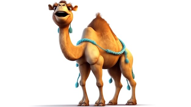 Photo cute camel cartoon with saddlery