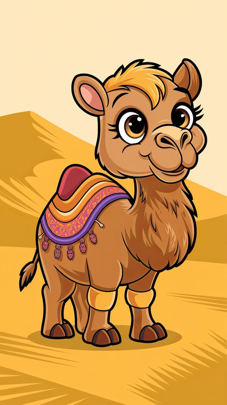 Photo cute camel standing cartoon vector icon