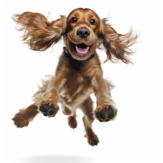 Cute Canine jumping White Background