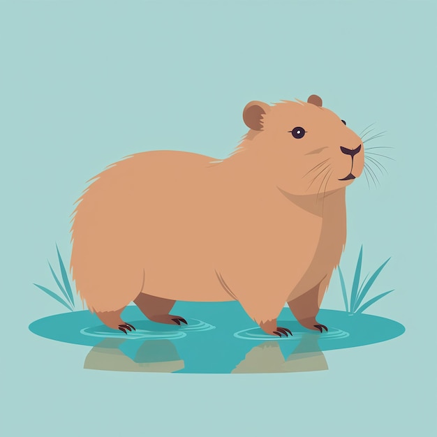 Photo cute capybara cartoon illustration