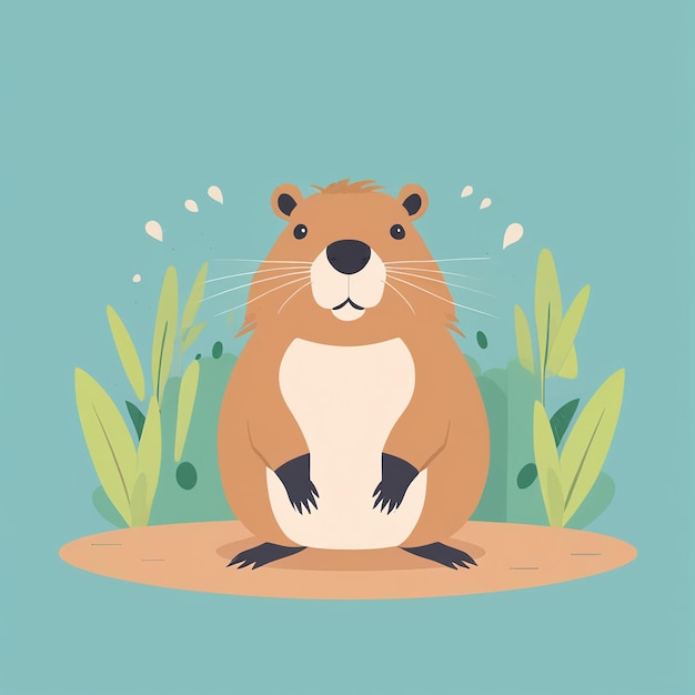 Photo cute capybara cartoon illustration