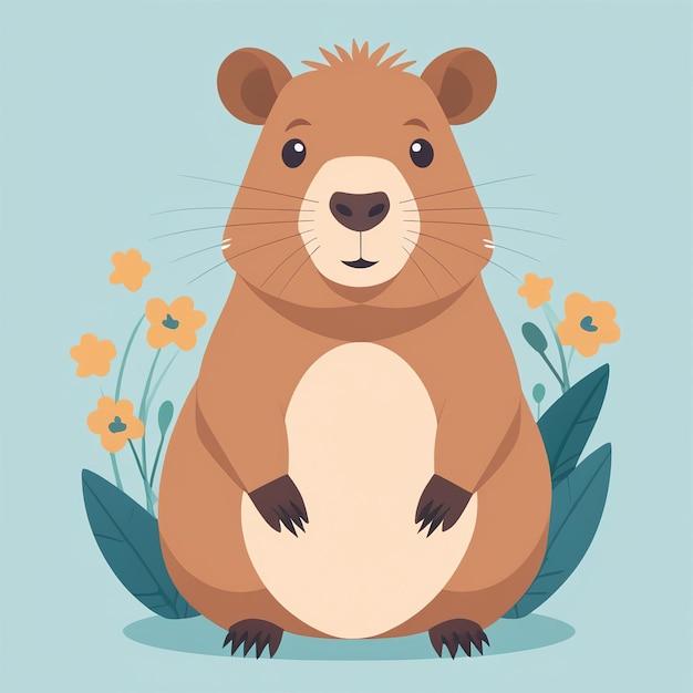 Cute capybara cartoon illustration