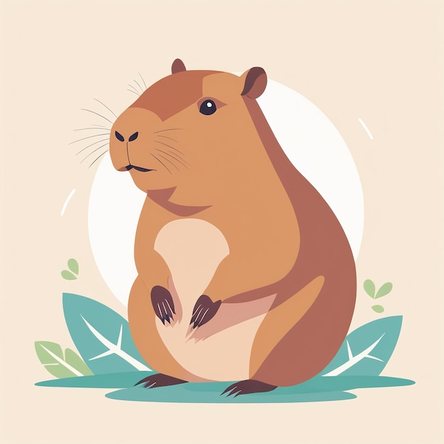 Photo cute capybara cartoon illustration