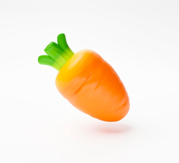 白い背景の上のかわいいニンジン野菜アイコン漫画3dイラスト