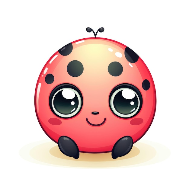 Photo cute cartoon 3d character ladybug illustration on white background