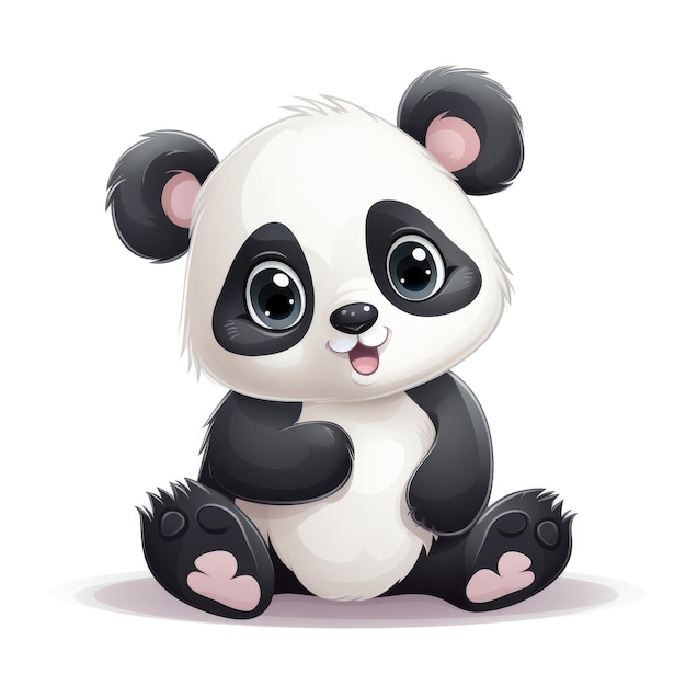 Cute cartoon 3d character panda bear Illustration on white background